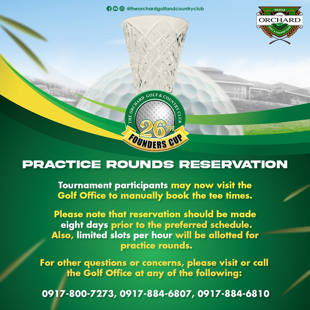 Tickets For Practice Rounds The Orchard Golf & Country Club - Practice Rounds Reservation - 26th ...